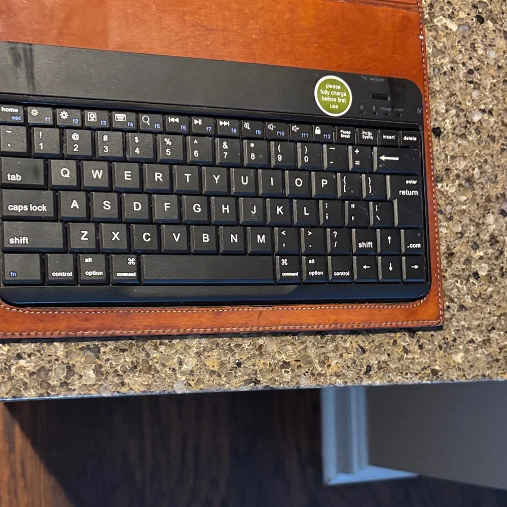 Restoration Hardware Leather Tablet Case with Black Keyboard